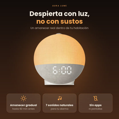 Despertador de amanecer con sonidos para dormir