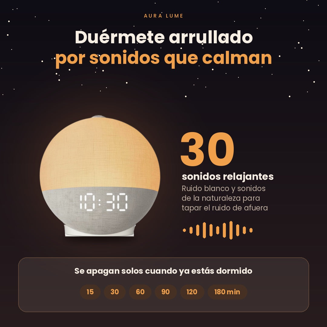 Despertador de amanecer con sonidos para dormir