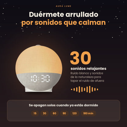 Despertador de amanecer con sonidos para dormir