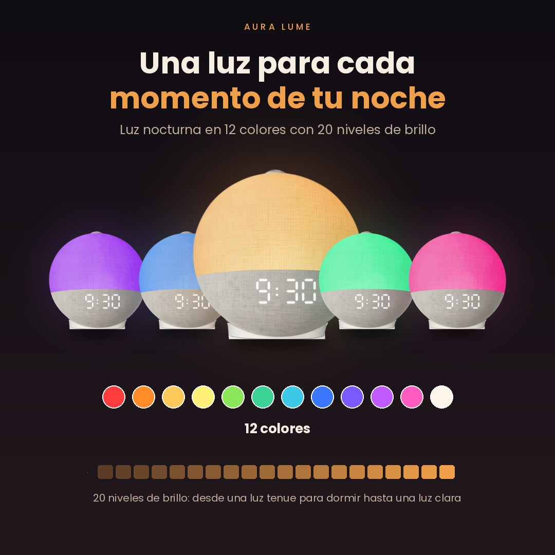 Despertador de amanecer con sonidos para dormir