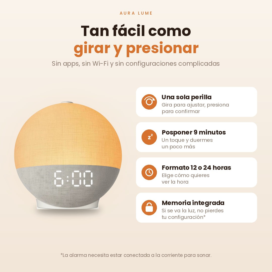 Despertador de amanecer con sonidos para dormir