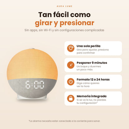 Despertador de amanecer con sonidos para dormir