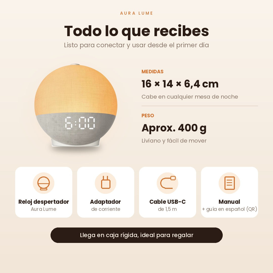 Despertador de amanecer con sonidos para dormir